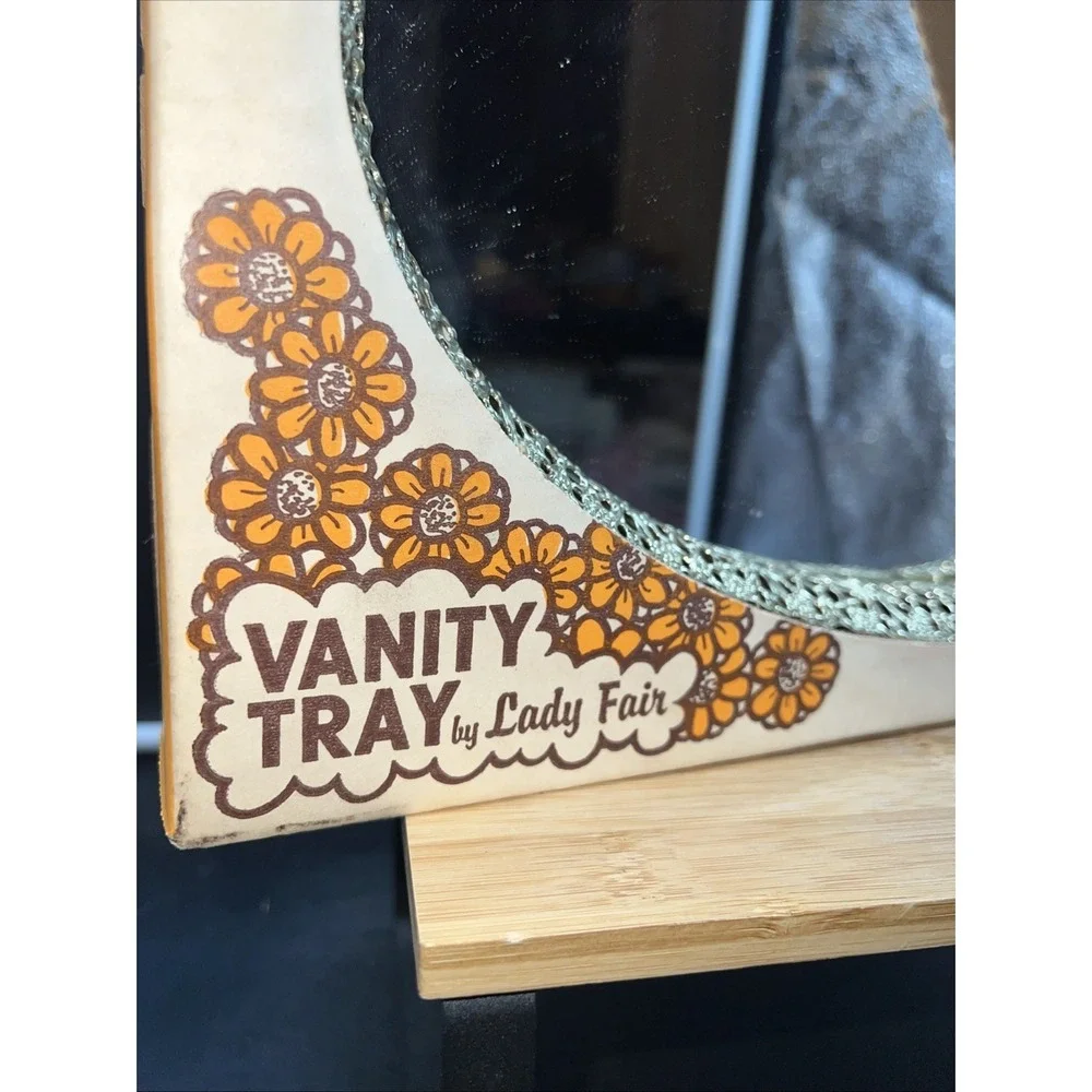 VTG Dresser Tray Mirror Gold-tone Filigree Vanity Lady Fair New In Box 13